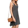 imageWEACZZY Womens 2025 Summer Dresses V Neck Spaghetti Strap Sundress Casual Beach Flowy Mini Dress with PocketsWhite Dot Black
