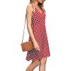 imageWEACZZY Womens 2025 Summer Dresses V Neck Spaghetti Strap Sundress Casual Beach Flowy Mini Dress with PocketsWhite Dot Red