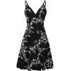 imageWEACZZY Womens 2025 Summer Dresses V Neck Spaghetti Strap Sundress Casual Beach Flowy Mini Dress with PocketsWhite Flower Black