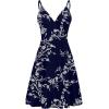 imageWEACZZY Womens 2025 Summer Dresses V Neck Spaghetti Strap Sundress Casual Beach Flowy Mini Dress with PocketsWhite Flower Navy