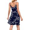 imageWEACZZY Womens 2025 Summer Dresses V Neck Spaghetti Strap Sundress Casual Beach Flowy Mini Dress with PocketsWhite Flower Navy