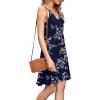 imageWEACZZY Womens 2025 Summer Dresses V Neck Spaghetti Strap Sundress Casual Beach Flowy Mini Dress with PocketsWhite Flower Navy