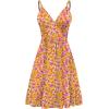 imageWEACZZY Womens 2025 Summer Dresses V Neck Spaghetti Strap Sundress Casual Beach Flowy Mini Dress with PocketsYellow Rose Red White
