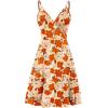 imageWEACZZY Womens 2025 Summer Dresses V Neck Spaghetti Strap Sundress Casual Beach Flowy Mini Dress with PocketsYellow Roses White