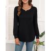 imageWEACZZY Womens Blouses Long Sleeve Tunic Tops Pleated Dressy Business Casual Crew Neck Shirts Fashion Outfits 2025Black