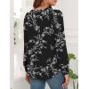 imageWEACZZY Womens Blouses Long Sleeve Tunic Tops Pleated Dressy Business Casual Crew Neck Shirts Fashion Outfits 2025Floral White Black