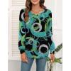 imageWEACZZY Womens Blouses Long Sleeve Tunic Tops Pleated Dressy Business Casual Crew Neck Shirts Fashion Outfits 2025Geometric Printed