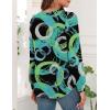 imageWEACZZY Womens Blouses Long Sleeve Tunic Tops Pleated Dressy Business Casual Crew Neck Shirts Fashion Outfits 2025Geometric Printed