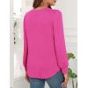 imageWEACZZY Womens Blouses Long Sleeve Tunic Tops Pleated Dressy Business Casual Crew Neck Shirts Fashion Outfits 2025Hot Pink