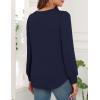 imageWEACZZY Womens Blouses Long Sleeve Tunic Tops Pleated Dressy Business Casual Crew Neck Shirts Fashion Outfits 2025Navy Blue