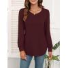 imageWEACZZY Womens Blouses Long Sleeve Tunic Tops Pleated Dressy Business Casual Crew Neck Shirts Fashion Outfits 2025Wine Red