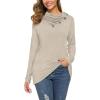 imageWEACZZY Womens Long Sleeve Shirts Button Cowl Neck Casual Loose Tunic Tops Blouse Dressy Fall Fashion 2025Beige