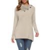 imageWEACZZY Womens Long Sleeve Shirts Button Cowl Neck Casual Loose Tunic Tops Blouse Dressy Fall Fashion 2025Beige