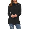 imageWEACZZY Womens Long Sleeve Shirts Button Cowl Neck Casual Loose Tunic Tops Blouse Dressy Fall Fashion 2025Pure Black