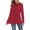 imageWEACZZY Womens Long Sleeve Shirts Button Cowl Neck Casual Loose Tunic Tops Blouse Dressy Fall Fashion 2025Red