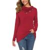 imageWEACZZY Womens Long Sleeve Shirts Button Cowl Neck Casual Loose Tunic Tops Blouse Dressy Fall Fashion 2025Red