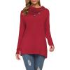 imageWEACZZY Womens Long Sleeve Shirts Button Cowl Neck Casual Loose Tunic Tops Blouse Dressy Fall Fashion 2025Red