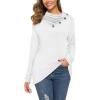 imageWEACZZY Womens Long Sleeve Shirts Button Cowl Neck Casual Loose Tunic Tops Blouse Dressy Fall Fashion 2025White