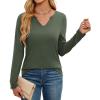 imageWEACZZY Womens Long Sleeve Tops Dressy Casual Sexy V Neck Work Shirts Loose Fit Blouses Tunic Fall Fashion Outfits 2025Army Green