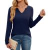 imageWEACZZY Womens Long Sleeve Tops Dressy Casual Sexy V Neck Work Shirts Loose Fit Blouses Tunic Fall Fashion Outfits 2025Navy Blue