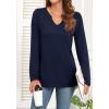 imageWEACZZY Womens Long Sleeve Tops Dressy Casual Sexy V Neck Work Shirts Loose Fit Blouses Tunic Fall Fashion Outfits 2025Navy Blue