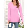 imageWEACZZY Womens Long Sleeve Tops Dressy Casual Sexy V Neck Work Shirts Loose Fit Blouses Tunic Fall Fashion Outfits 2025Pink