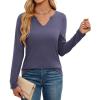 imageWEACZZY Womens Long Sleeve Tops Dressy Casual Sexy V Neck Work Shirts Loose Fit Blouses Tunic Fall Fashion Outfits 2025Purple Grey