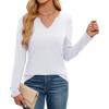 imageWEACZZY Womens Long Sleeve Tops Dressy Casual Sexy V Neck Work Shirts Loose Fit Blouses Tunic Fall Fashion Outfits 2025White