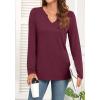 imageWEACZZY Womens Long Sleeve Tops Dressy Casual Sexy V Neck Work Shirts Loose Fit Blouses Tunic Fall Fashion Outfits 2025Wine Red