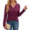 imageWEACZZY Womens Long Sleeve Tops Dressy Casual Sexy V Neck Work Shirts Loose Fit Blouses Tunic Fall Fashion Outfits 2025Wine Red