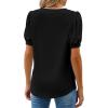 imageWEACZZY Womens Puff Short Sleeve Tops Dressy Casual Crew Neck Pleated T Shirts Cute Blouse Tunic Top Fashion Clothes 202501 Black