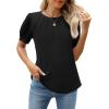 imageWEACZZY Womens Puff Short Sleeve Tops Dressy Casual Crew Neck Pleated T Shirts Cute Blouse Tunic Top Fashion Clothes 202501 Black