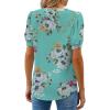 imageWEACZZY Womens Puff Short Sleeve Tops Dressy Casual Crew Neck Pleated T Shirts Cute Blouse Tunic Top Fashion Clothes 2025Floral Mint Green