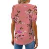 imageWEACZZY Womens Puff Short Sleeve Tops Dressy Casual Crew Neck Pleated T Shirts Cute Blouse Tunic Top Fashion Clothes 2025Floral Sugar Pink