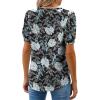 imageWEACZZY Womens Puff Short Sleeve Tops Dressy Casual Crew Neck Pleated T Shirts Cute Blouse Tunic Top Fashion Clothes 2025Floral White Lily