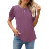 imageWEACZZY Womens Puff Short Sleeve Tops Dressy Casual Crew Neck Pleated T Shirts Cute Blouse Tunic Top Fashion Clothes 2025Mauve