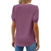 imageWEACZZY Womens Puff Short Sleeve Tops Dressy Casual Crew Neck Pleated T Shirts Cute Blouse Tunic Top Fashion Clothes 2025Mauve