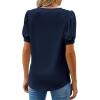 imageWEACZZY Womens Puff Short Sleeve Tops Dressy Casual Crew Neck Pleated T Shirts Cute Blouse Tunic Top Fashion Clothes 2025Navy Blue