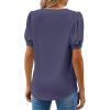 imageWEACZZY Womens Puff Short Sleeve Tops Dressy Casual Crew Neck Pleated T Shirts Cute Blouse Tunic Top Fashion Clothes 2025Purple Grey