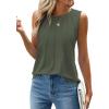 imageWEACZZY Womens Puff Short Sleeve Tops Dressy Casual Crew Neck Pleated T Shirts Cute Blouse Tunic Top Fashion Clothes 2025Z Army Green Tank