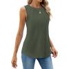 imageWEACZZY Womens Puff Short Sleeve Tops Dressy Casual Crew Neck Pleated T Shirts Cute Blouse Tunic Top Fashion Clothes 2025Z Army Green Tank