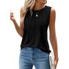 imageWEACZZY Womens Puff Short Sleeve Tops Dressy Casual Crew Neck Pleated T Shirts Cute Blouse Tunic Top Fashion Clothes 2025Z Black Tank