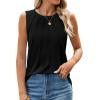 imageWEACZZY Womens Puff Short Sleeve Tops Dressy Casual Crew Neck Pleated T Shirts Cute Blouse Tunic Top Fashion Clothes 2025Z Black Tank