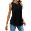 imageWEACZZY Womens Puff Short Sleeve Tops Dressy Casual Crew Neck Pleated T Shirts Cute Blouse Tunic Top Fashion Clothes 2025Z Black Tank