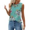 imageWEACZZY Womens Puff Short Sleeve Tops Dressy Casual Crew Neck Pleated T Shirts Cute Blouse Tunic Top Fashion Clothes 2025Z Floral Mint Green Tank