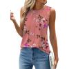 imageWEACZZY Womens Puff Short Sleeve Tops Dressy Casual Crew Neck Pleated T Shirts Cute Blouse Tunic Top Fashion Clothes 2025Z Floral Sugar Pink Tank