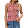 imageWEACZZY Womens Puff Short Sleeve Tops Dressy Casual Crew Neck Pleated T Shirts Cute Blouse Tunic Top Fashion Clothes 2025Z Floral Sugar Pink Tank