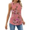 imageWEACZZY Womens Puff Short Sleeve Tops Dressy Casual Crew Neck Pleated T Shirts Cute Blouse Tunic Top Fashion Clothes 2025Z Floral Sugar Pink Tank
