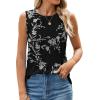 imageWEACZZY Womens Puff Short Sleeve Tops Dressy Casual Crew Neck Pleated T Shirts Cute Blouse Tunic Top Fashion Clothes 2025Z Floral White Black Tank