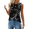 imageWEACZZY Womens Puff Short Sleeve Tops Dressy Casual Crew Neck Pleated T Shirts Cute Blouse Tunic Top Fashion Clothes 2025Z Floral White Black Tank